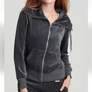 Michael Kors Zip Front Velour Jacket In Derby Gray